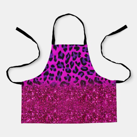 Fashion Modern Pink Purple Glitter Leopard Schürze (Vorderseite)