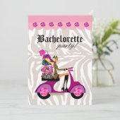 Fashion Party Einladung Scooter Frau Zebra Blonde (Stehend Vorderseite)