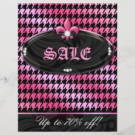 Fashion Party Hahnentrittmuster Lilie Pink Spring Flyer (Vorne)