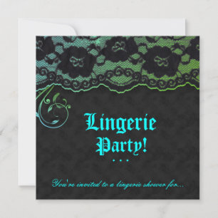 Fashion Party Pine Lace Blue Green Black Einladung