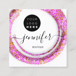 Fashion Pink Boutique Logo Gold Quadratische Visitenkarte