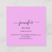 Fashion Pink Floral Boutique Logo Pastell Holograp Quadratische Visitenkarte (Rückseite)