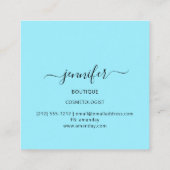 Fashion Pink Floral Boutique Logo Pastellblau Quadratische Visitenkarte (Rückseite)