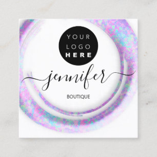 Fashion Pink Floral Boutique Logo Weiß Quadratische Visitenkarte