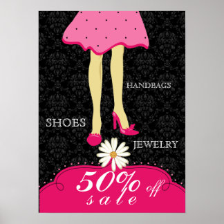 Fashion Poster Hübsche Schuhe und Dress Pink Black