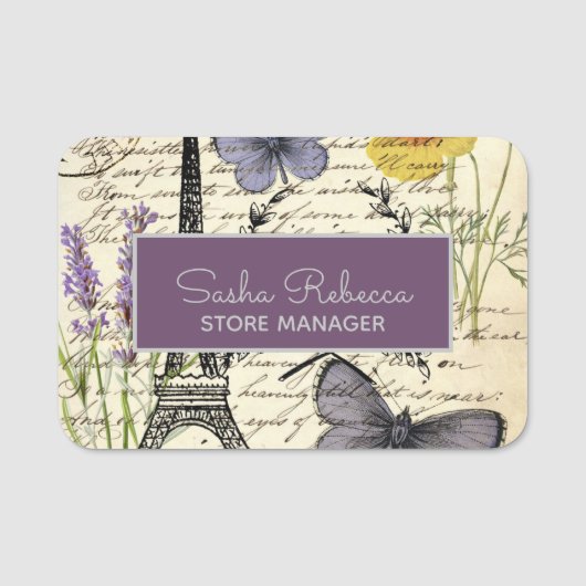 Fashion Salon WELLNESS-CENTER französischer Eiffel Namensschild (Vorderseite)