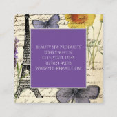 Fashion Salon WELLNESS-CENTER französischer Eiffel Quadratische Visitenkarte (Rückseite)