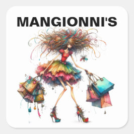 Fashion Shopping Quadratischer Aufkleber