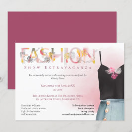 Fashion Show Event Künstlerisch Typografie Himbeer Einladung