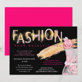 Fashion Show Event Künstlerisch Typografie Pink Bl Einladung