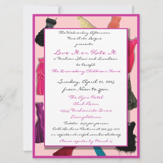 Fashion Show und Luncheon Custom Einladungen (Vorderseite)