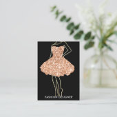 Fashion Stylist Dress Gold Glitzer Logo QR Rose Visitenkarte (Stehend Vorderseite)