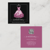 Fashion Stylist Event Dress QR Code Logo Glitzer Quadratische Visitenkarte (Vorne/Hinten)