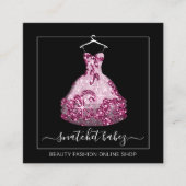 Fashion Stylist Event Dress QR Code Logo Glitzer Quadratische Visitenkarte (Vorderseite)