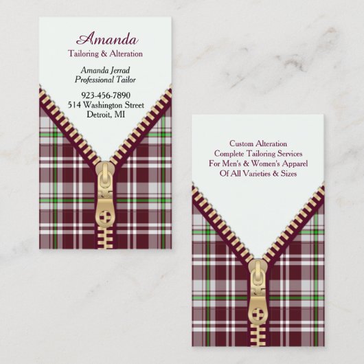 Fashion Tailoring Business Card Visitenkarte (Vorne/Hinten)