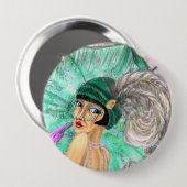 Fashion Umbrella Lady Button - Vintag Style (Vorne & Hinten)