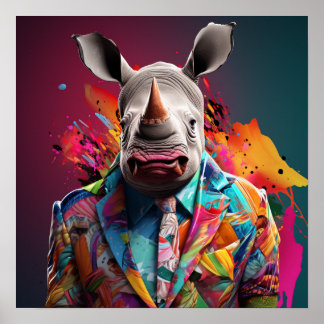 Fashion White Rhino Poster