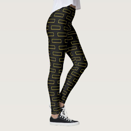Fashion Yellow Rectangle Pattern Leggings (Rechts)