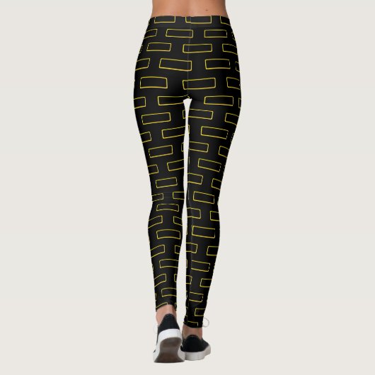 Fashion Yellow Rectangle Pattern Leggings (Rückseite)