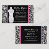 Fashion Zebra Print Business Card Visitenkarte (Vorne/Hinten)