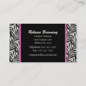 Fashion Zebra Print Business Card Visitenkarte (Rückseite)