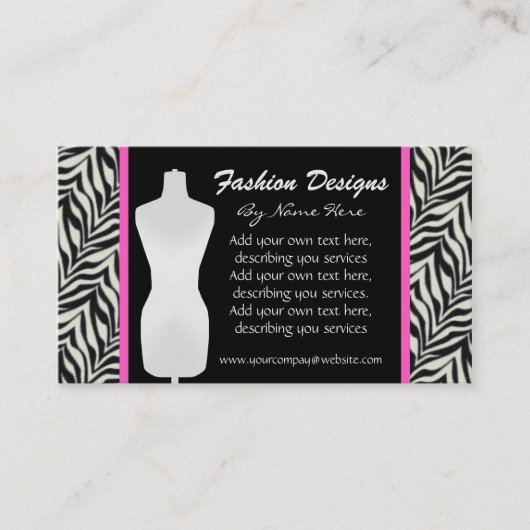 Fashion Zebra Print Business Card Visitenkarte (Vorderseite)