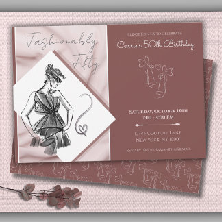 Fashionabel Fifty Chic Couture 50. Geburtstag Einladung