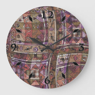 Fashionable African abstract tribal Large Clock Große Wanduhr