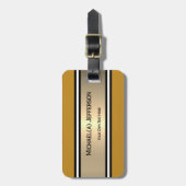 Fashionable Mustard Yellow Gold Black White Stripe Gepäckanhänger (Vorderseite vertikal)