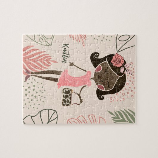 Fashionista Black Girl Personalisiert Jigsaw Puzzl Puzzle (Horizontal)