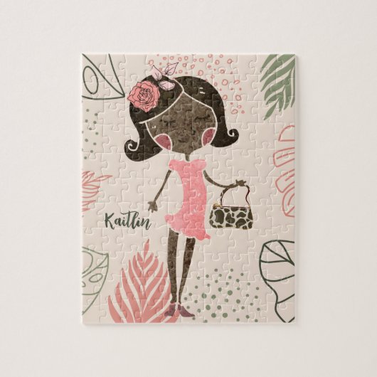 Fashionista Black Girl Personalisiert Jigsaw Puzzl Puzzle (Vertikal)