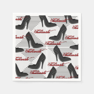 Fashionista Black Shoes Muster Napkins Serviette