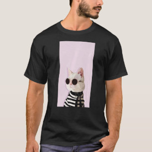 Fashionista Cat Niedlich Cool Kitten Kitten Pink B T-Shirt
