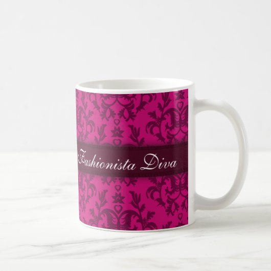 Fashionista Diva Damask Rickpink Girls Tasse (Rechts)