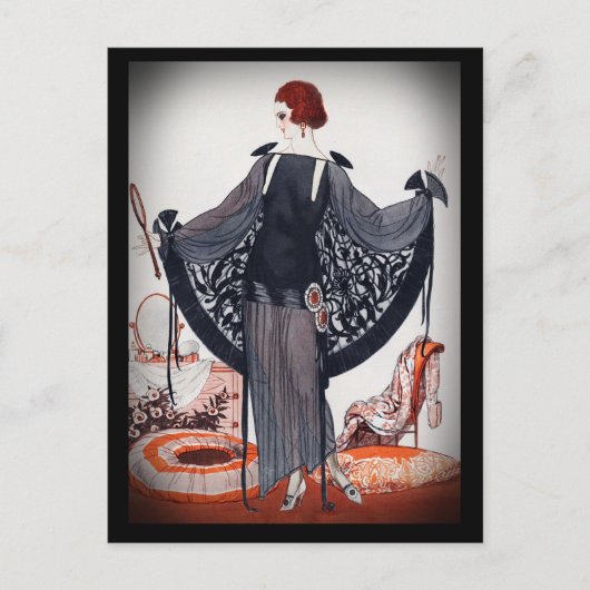 Fashionista Diva Roaring Zwanziger Postkarte (Vorderseite)