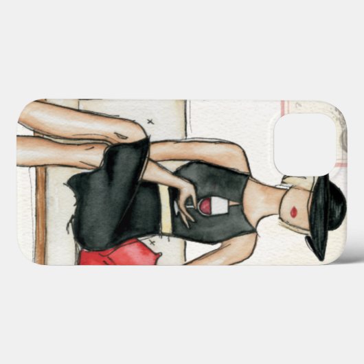 Fashionista Drinking Wine Case-Mate iPhone Hülle (Rückseite (Horizontal))