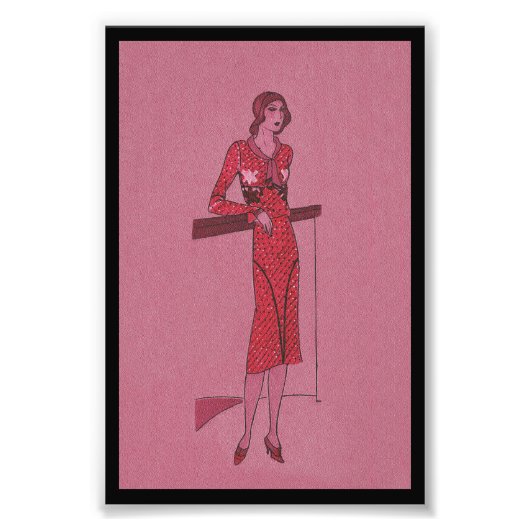 Fashionista Flapper Illustration Fotodruck (Vorne)