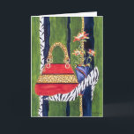 Fashionista Friend Birthday Card Karte<br><div class="desc">Spaß Geburtstagskarte für deinen modischen Freund! Design mit Leopardrucktasche und Zebradruckpumpen,  erstellt von dem Wasserfarben-Künstler Chris Ambrose. Text kann auch angepasst werden!</div>