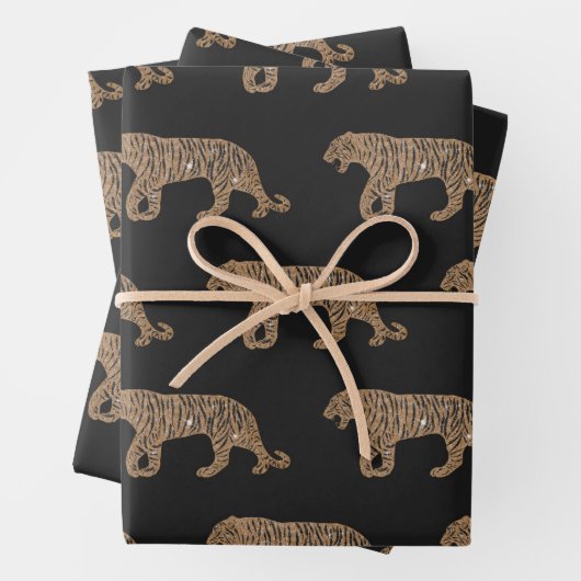 Fashionista Gold Black Glitzer Tiger Pattern Geschenkpapier Set (Beispiel)