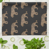 Fashionista Gold Black Glitzer Tiger Pattern Geschirrtuch (Gefaltet)