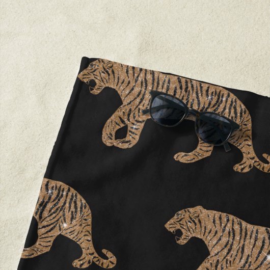 Fashionista Gold Black Glitzer Tiger Pattern Strandtuch (Beispiel)