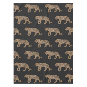 Fashionista Gold Black Glitzer Tiger Pattern Tischdecke