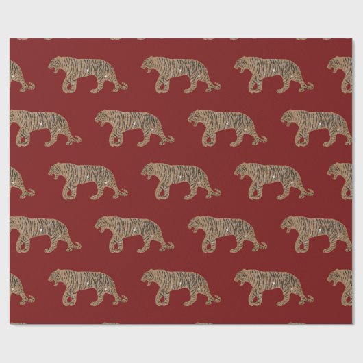 Fashionista Gold Schwarzer Glitzer Tiger Muster Geschenkpapier (Flach)