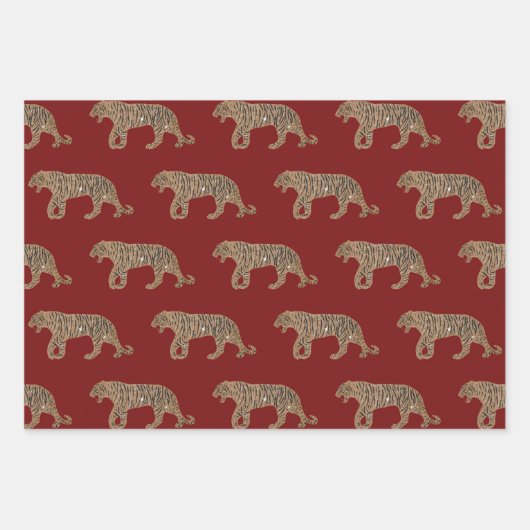 Fashionista Gold Schwarzer Glitzer Tiger Muster Geschenkpapier Set (Vorderseite 3)