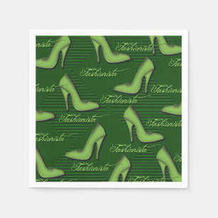 Fashionista Green Shoes Muster Napkins Serviette