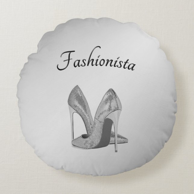 Fashionista High Heel Shoes Rundes Kissen (Vorderseite)