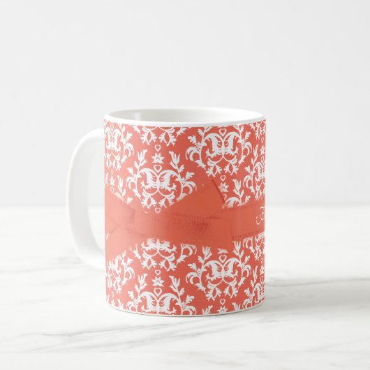 Fashionista Mama Damask emberglow Trendige Tasse (Vorderseite Links)