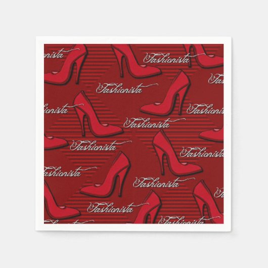 Fashionista Red Shoes Muster Napkins Serviette (Vorderseite)