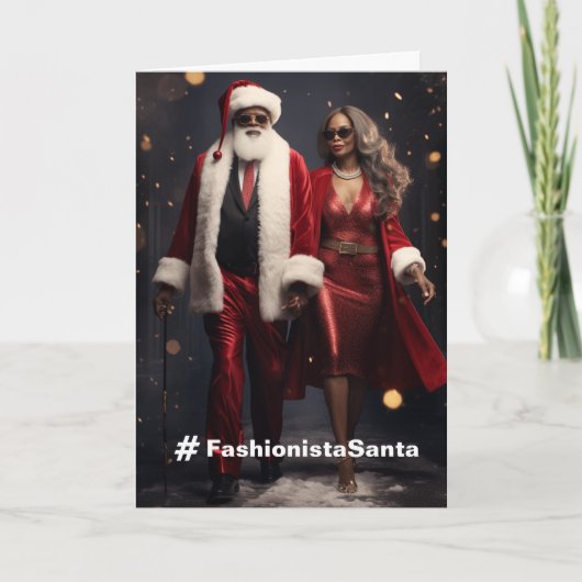 Fashionista Santa Anpassbare Weihnachtskarte Dankeskarte (Vorderseite)