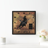 Fass, das Mädchen-Silhouette auf einer Quadratische Wanduhr (Zuhause)